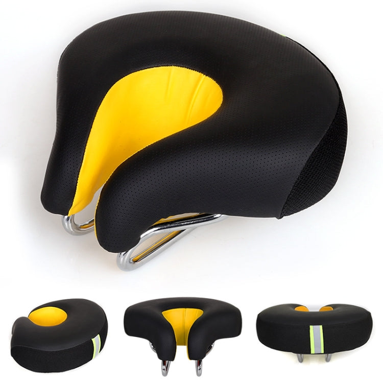 Comfortable Nose-less Bicycle Saddle for Mountain Bikes - Yellow