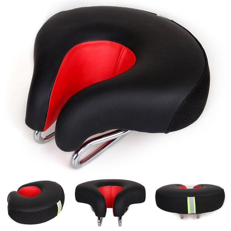 Comfortable Noseless Mountain Bike Saddle with Thick Padding (Red)