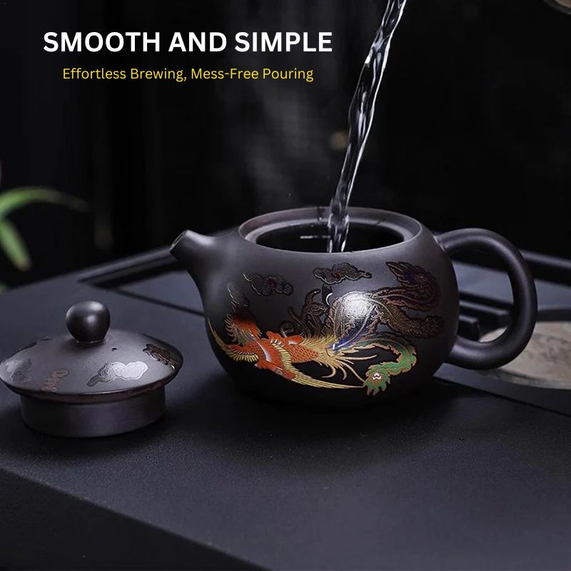 Color-Changing Teapot with Dragon and Phoenix Motif