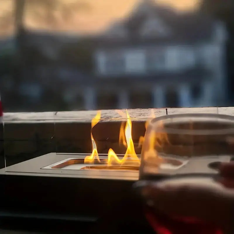Tabletop Bioethanol Fireplace | Real Flame Without Smoke | Glass Wind Guard | FlammeLux