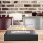 Tabletop Bioethanol Fireplace | Real Flame Without Smoke | Glass Wind Guard | FlammeLux