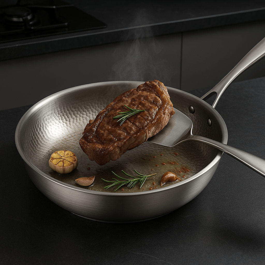 Nature-friendly frying pan without coating for every hob