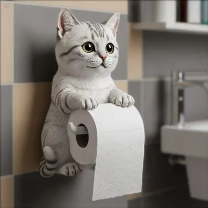 Creative Toilet Paper Holder with Cat Motif – Stylish & Practical