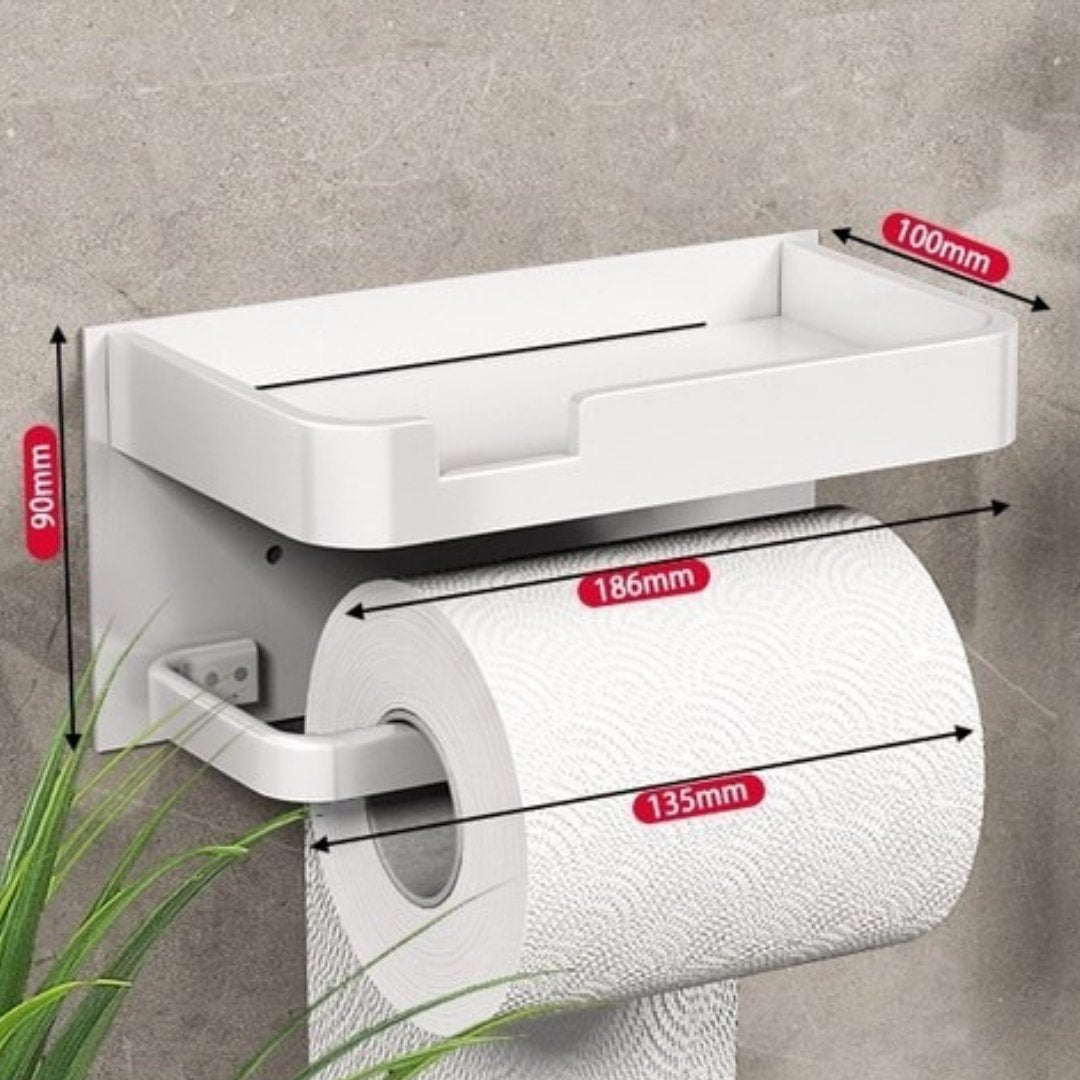 Practical toilet paper holder with shelf for your bathroom