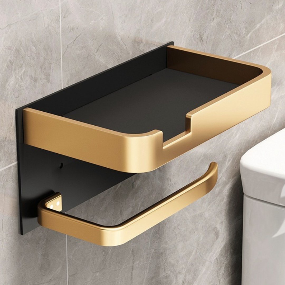 Practical toilet paper holder with shelf for your bathroom