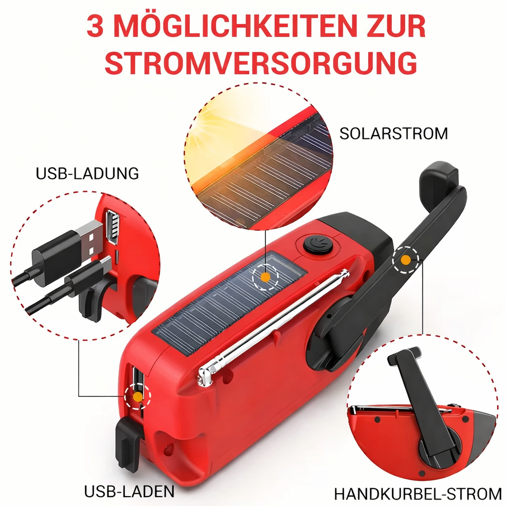 Portable Emergency Radio | Reliable Power Supply & Alert Reception | Integrated Flashlight and Power Bank | AlertMax