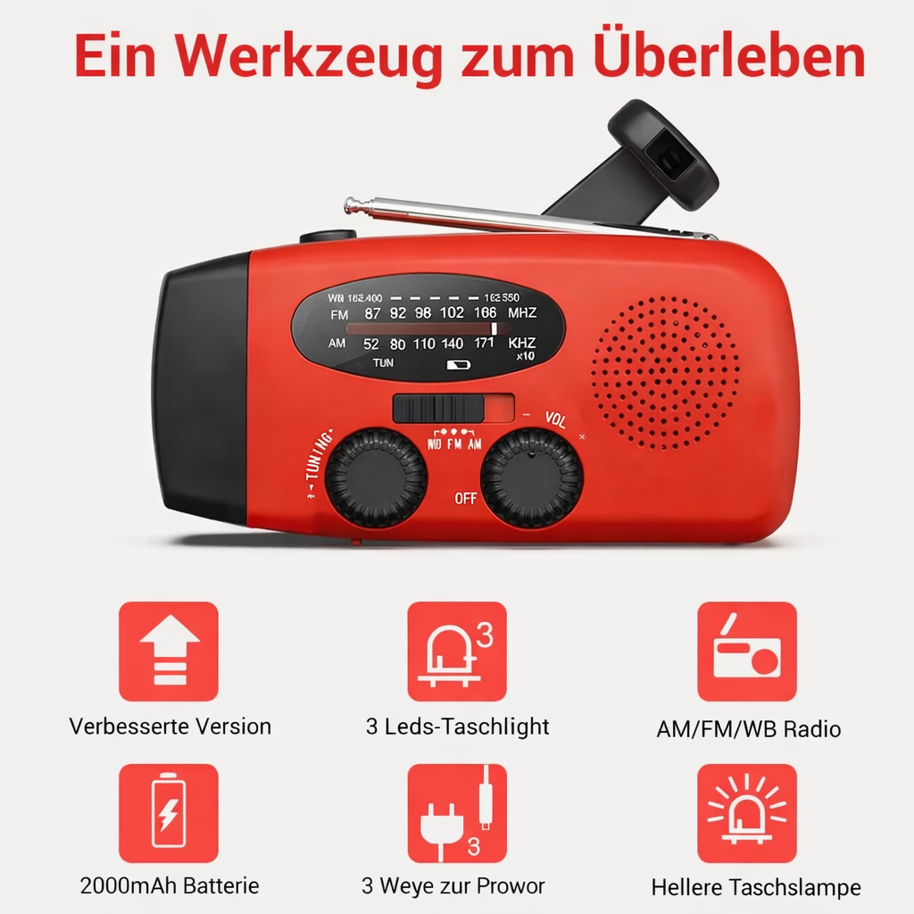 Portable Emergency Radio | Reliable Power Supply & Alert Reception | Integrated Flashlight and Power Bank | AlertMax
