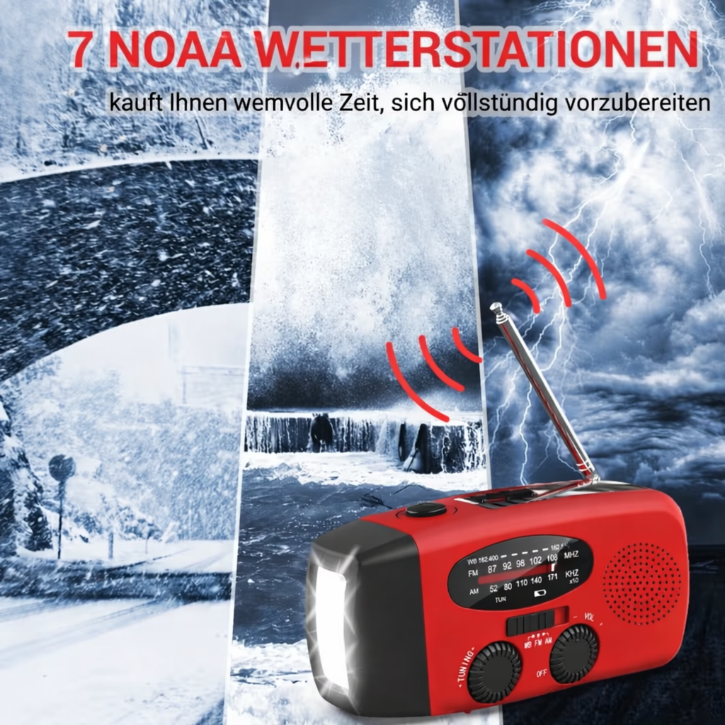 Portable Emergency Radio | Reliable Power Supply & Alert Reception | Integrated Flashlight and Power Bank | AlertMax