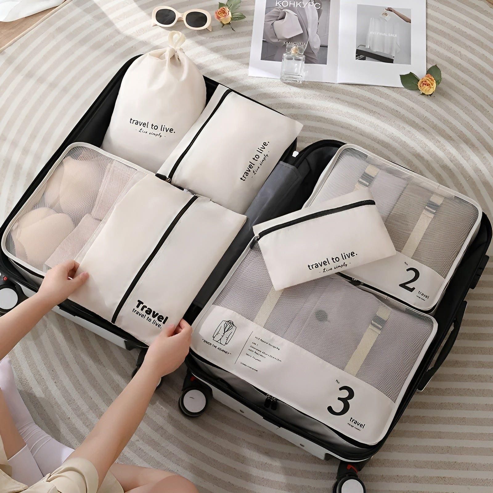 PackSmart | 7-Piece Travel Organization Cubes Set - Lightweight Compression Packing Cubes for Suitcases & Luggage