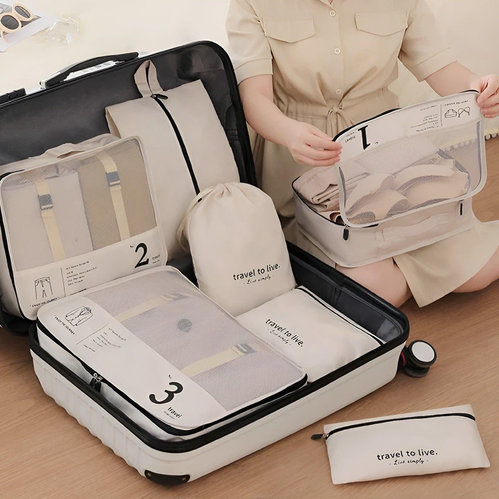 PackSmart | 7-Piece Travel Organization Cubes Set - Lightweight Compression Packing Cubes for Suitcases & Luggage