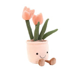 Plush toy with cheerful floral design
