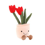 Plush toy with cheerful floral design