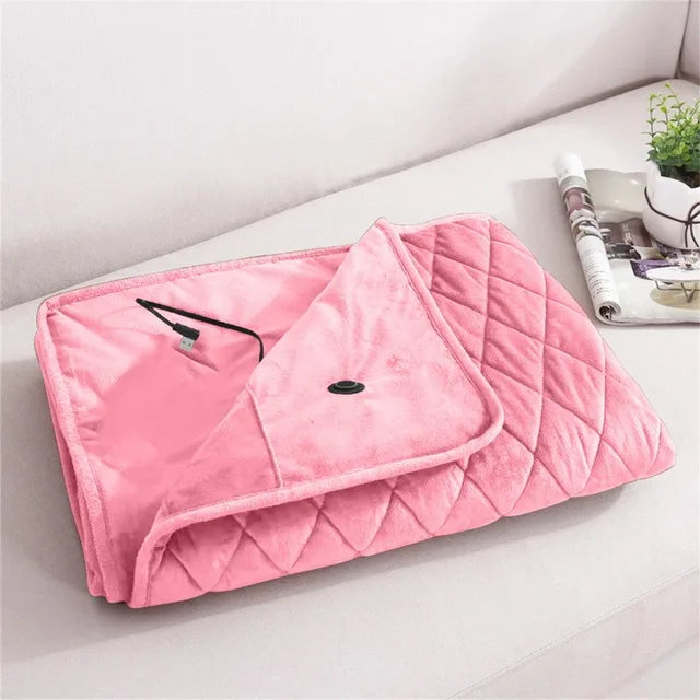 USB Heated Blanket with Individually Adjustable Temperature – Fluffy Cotton Blanket for Instant Warmth