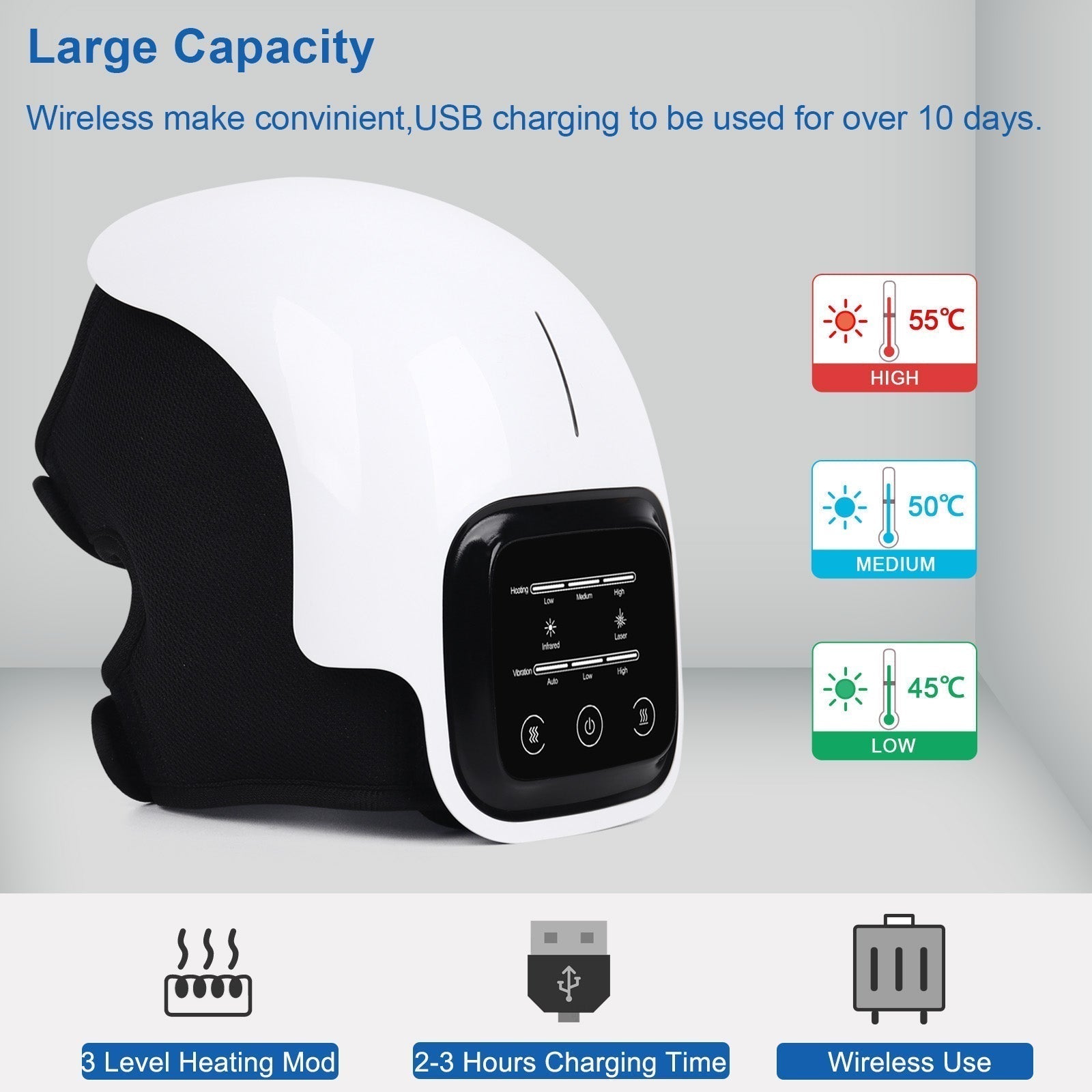Heat and Vibration Knee Massager with Infrared – Cordless and Rechargeable
