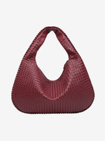 Elegant braided leather shoulder bag with secure zip closure