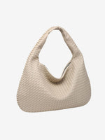 Elegant braided leather shoulder bag with secure zip closure