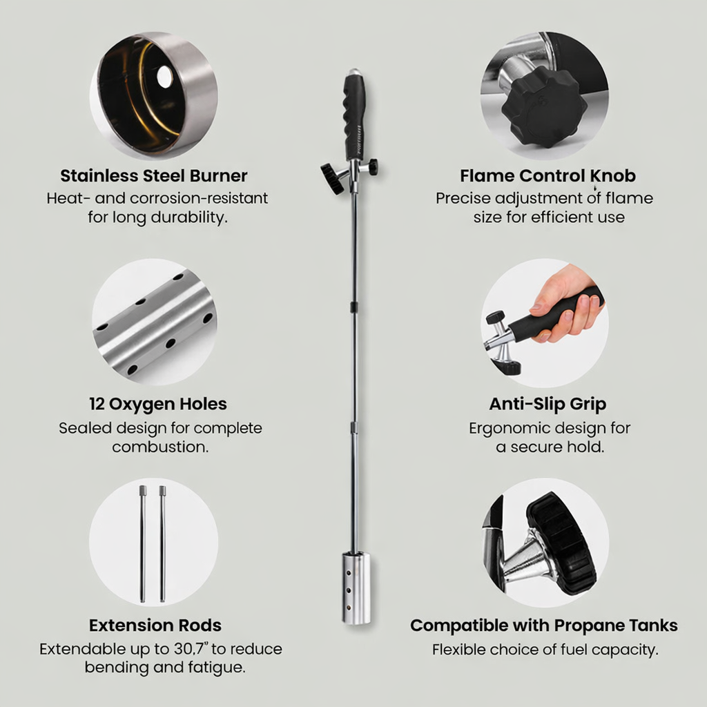 Efficient Weed Burner | Chemical-Free Weed Control | Adjustable Flame