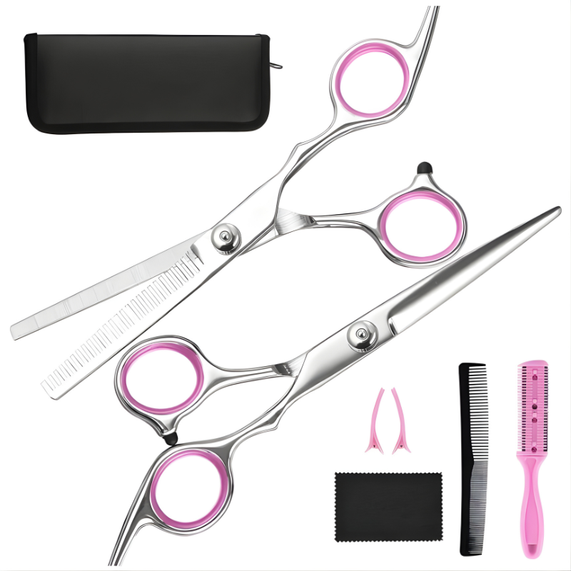 Hochwertiges Haarschnitt-Set mit Edelstahl-Scheren und Zubehör