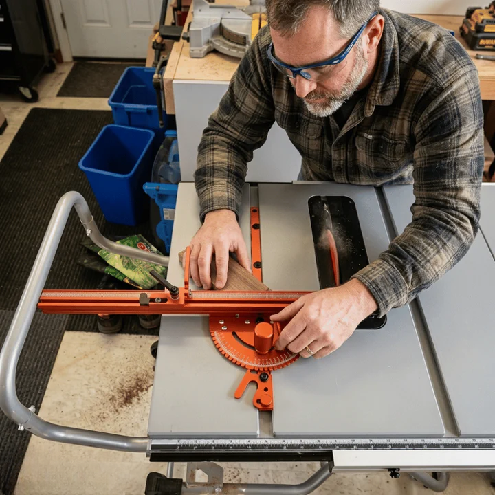 Precision Miter Gauge with Adjustable Angle Stop