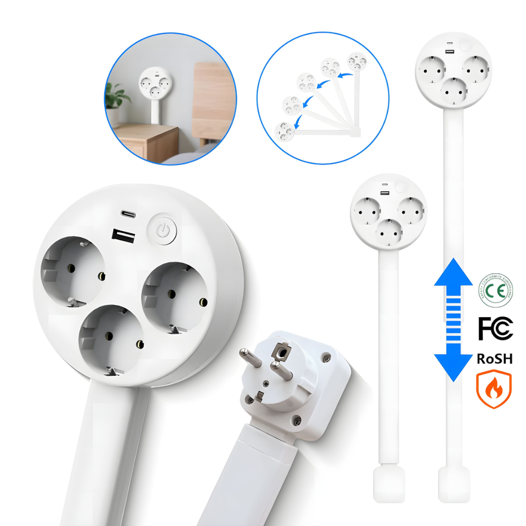 Erweiterbarer Wandsteckerarm – Flexibel mit USB-Anschluss und Drehfunktion