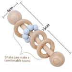 Wooden Rattle for Babies with Teethers – Teething Support Toy