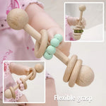 Wooden Rattle for Babies with Teethers – Teething Support Toy