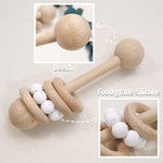 Wooden Rattle for Babies with Teethers – Teething Support Toy