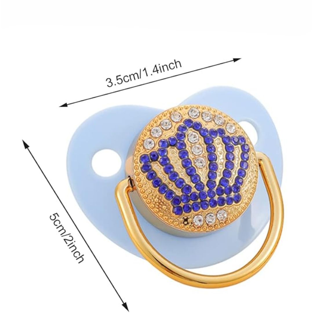 Luxury Design Pacifier with Rhinestones and Crown Details – Gold