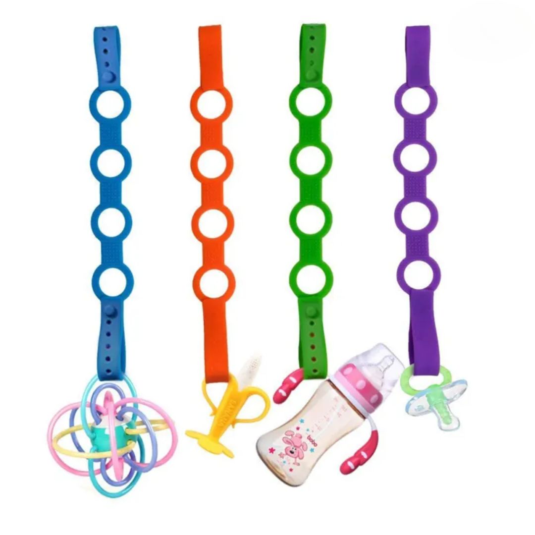 Silicone Strap for Pacifiers, Teethers, and Bottles – Adjustable