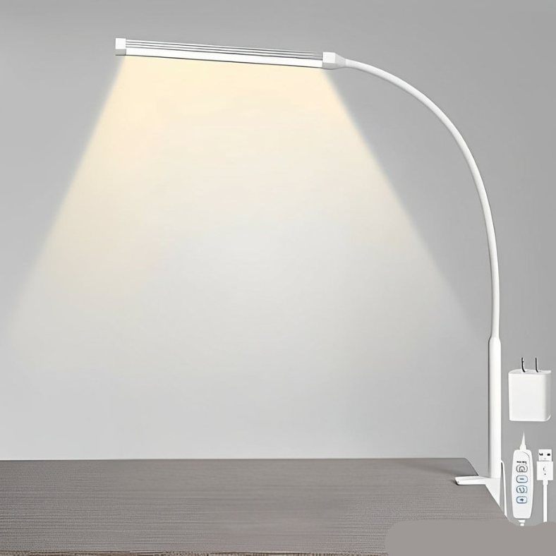 Adjustable LED Desk Lamp with Clamp Base and 3 Light Modes