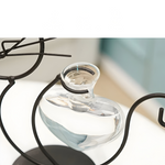 Elegante Herzvase mit Katzenhalter - Hydroponisches Glasdesign