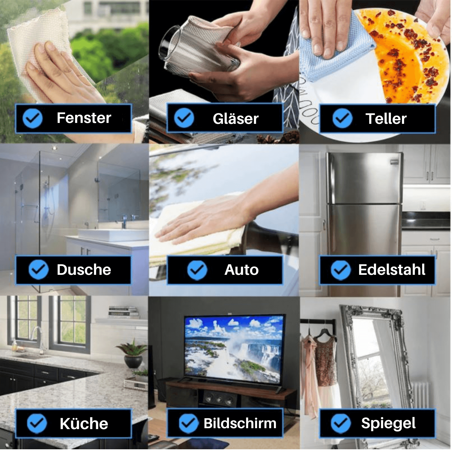Soft Cleaning Cloths – Streak-free Cleaning of Glass, Mirrors, and Stainless Steel