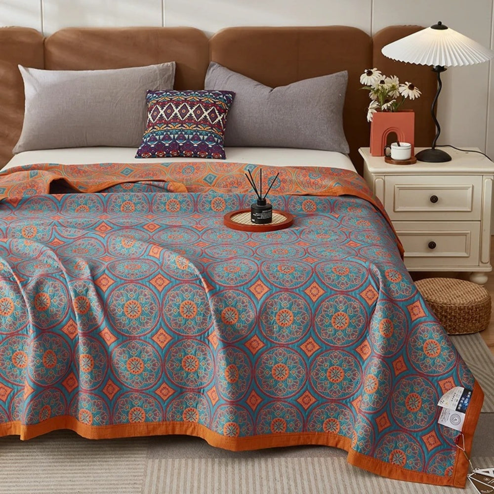 Lightweight reversible cotton summer blanket
