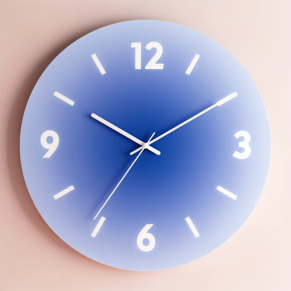 Stilvolle Wanduhr ohne Ticken – Sonnenuntergangsdesign