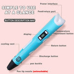 3D Drawing Pen LCD & Adjustable Temperature Multiple Colors