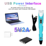 3D Drawing Pen LCD & Adjustable Temperature PLA Compatible