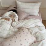 4-Piece Bedding Set Breathable Cotton Gauze Reversible Quilted