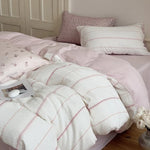 4-Piece Bedding Set Breathable Cotton Gauze Reversible Quilted