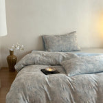 4-Piece Bedding Set Linen-Cotton Temperature-Regulating Geometric Patchwork