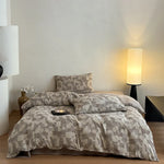 4-Piece Bedding Set Linen-Cotton Temperature-Regulating Geometric Patchwork