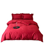 4-Piece Bedding Set Satin Look Rose Embroidery