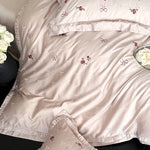 4-Piece Bedding Set Silky Satin Floral Embroidery Machine Washable