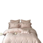 4-Piece Bedding Set Silky Satin Floral Embroidery Machine Washable