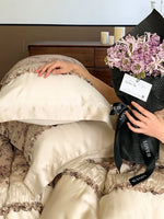 4-Piece Bedding Set Tencel Satin Floral Jacquard