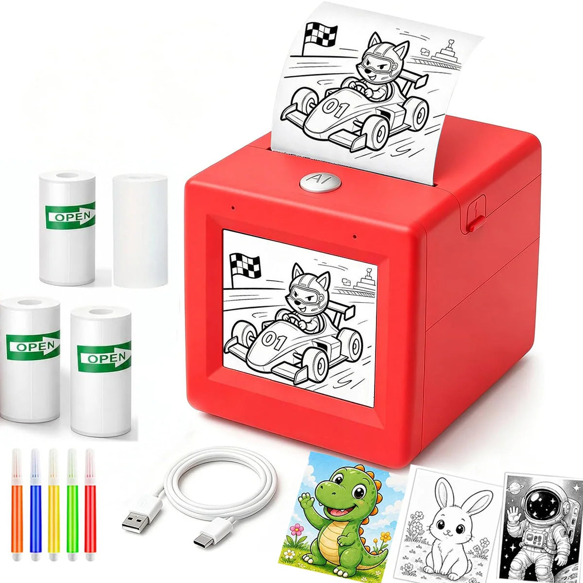 AI Drawing Printer Voice-Activated Inkless Thermal Sticker Printing