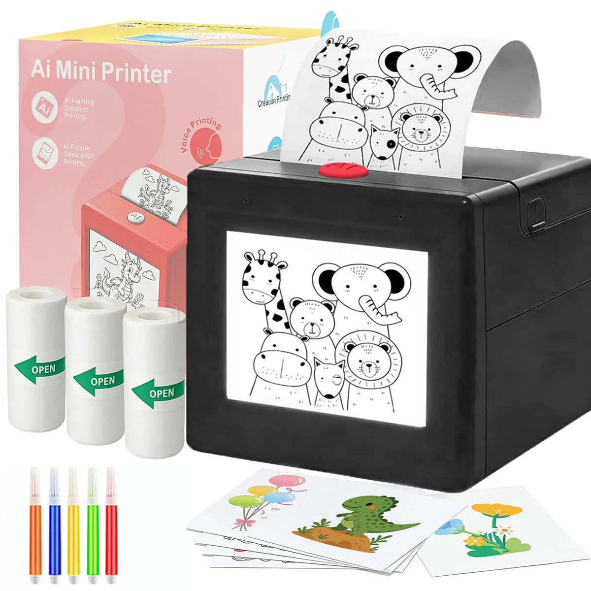 AI Drawing Printer Voice-Activated Inkless Thermal Sticker Printing