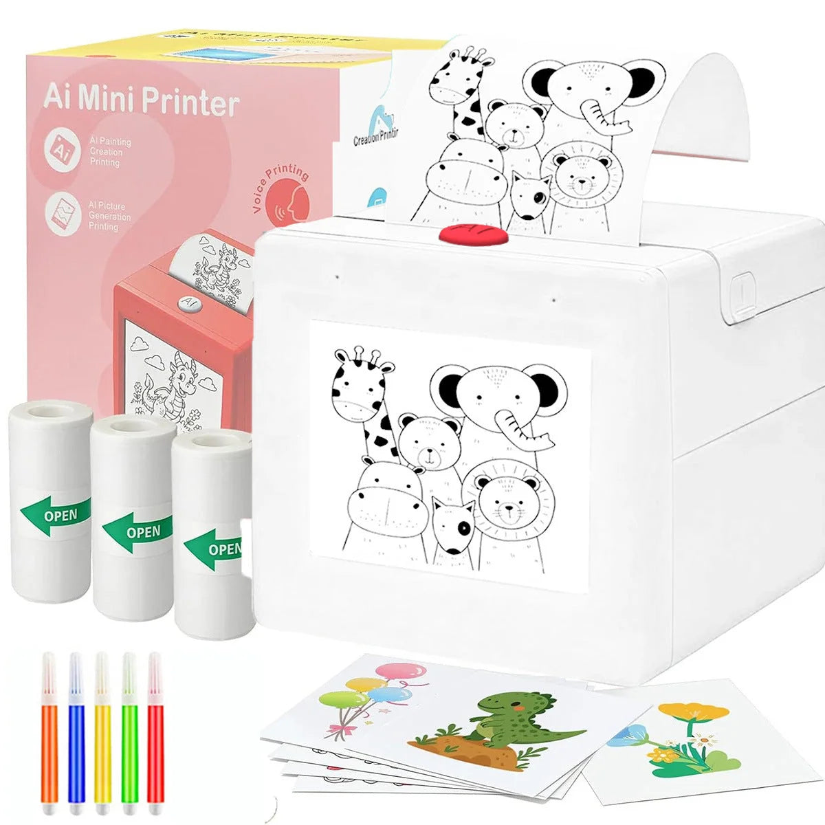 AI Drawing Printer Voice-Activated Inkless Thermal Sticker Printing