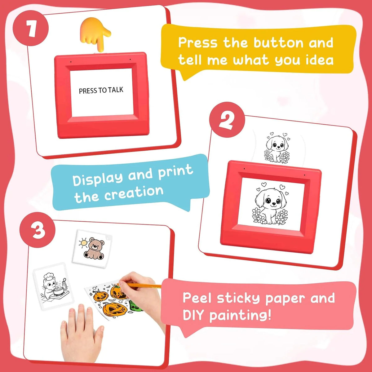 AI Drawing Printer Voice-Activated Inkless Thermal Sticker Printing