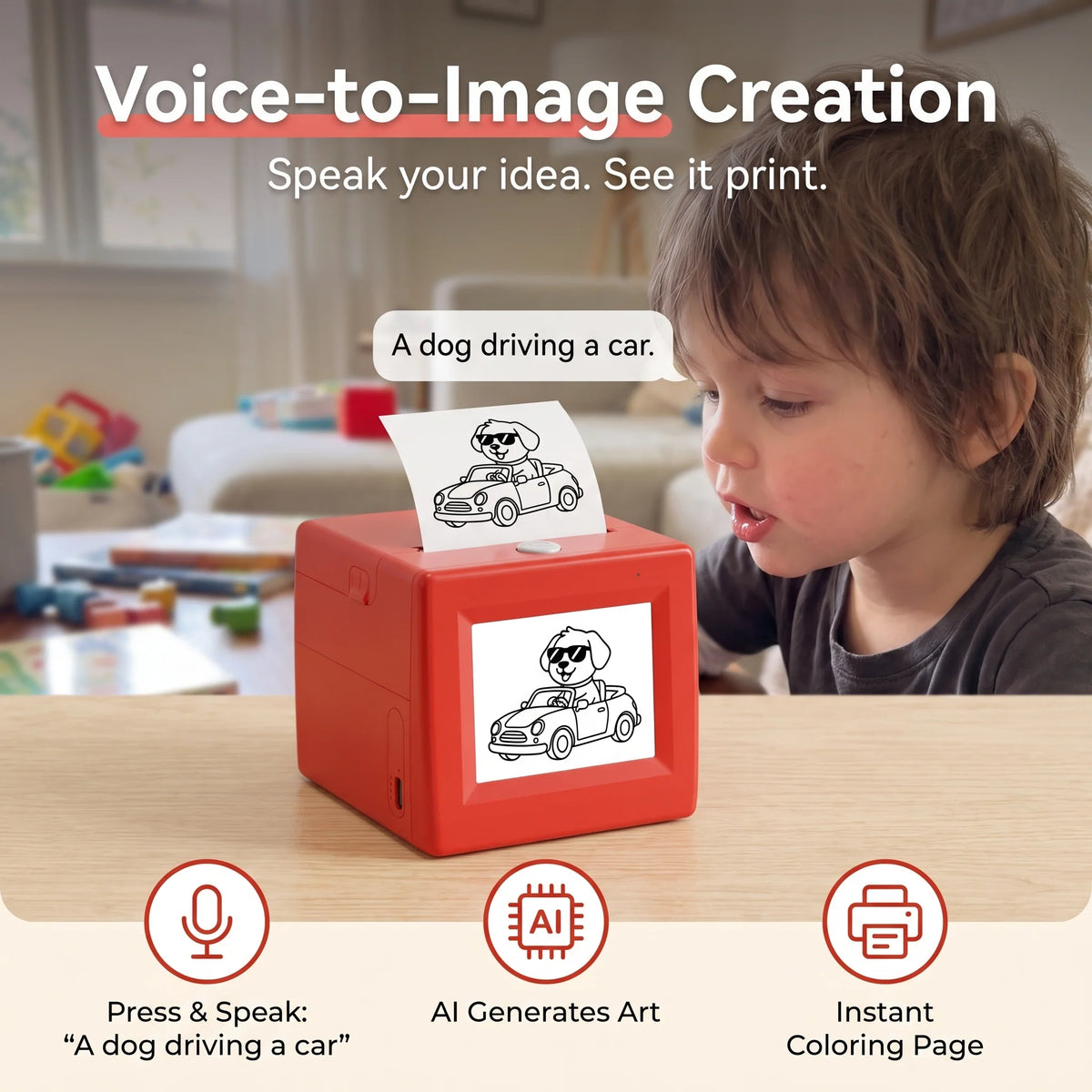 AI Drawing Printer Voice-Activated Inkless Thermal Sticker Printing
