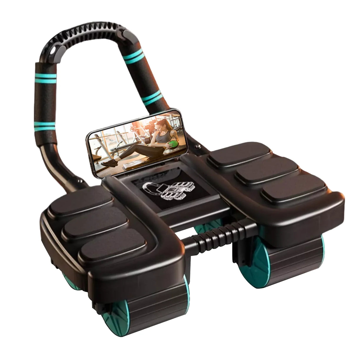 Ab Roller Four-Wheel Automatic Rebound With Padded Elbow Supports